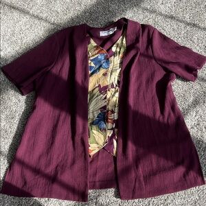 Alfred Dunner Purple Top with Floral Accent